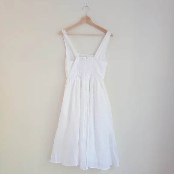 NWT Quince 100% European Linen Fit & Flare Midi Dress, White, S - Picture 4 of 12